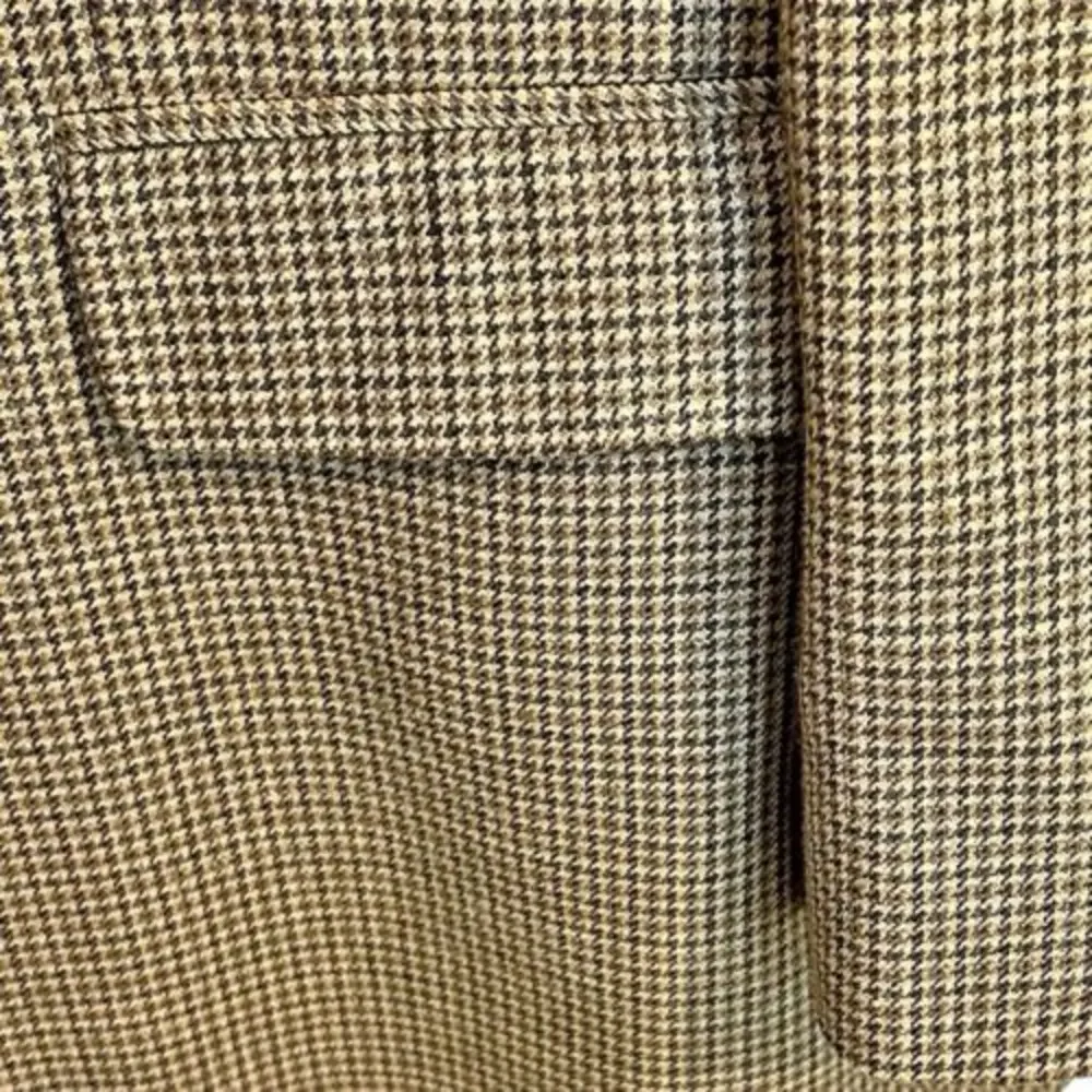 Calvin Klein Houndstooth Sport Coat 46R Brown‎ Tan Silk Wool Linen Blazer Jacket
